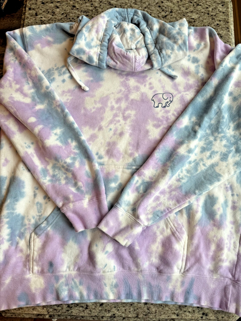 Ivory Ella Hoodie Women's XL Pastel Tie Dye Elephant Pullover Sweatshirt